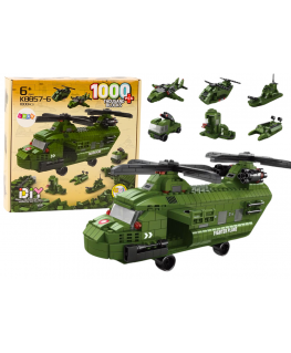Lean Toys Military Helicopter Block Set Military Žalias 1000 pcs