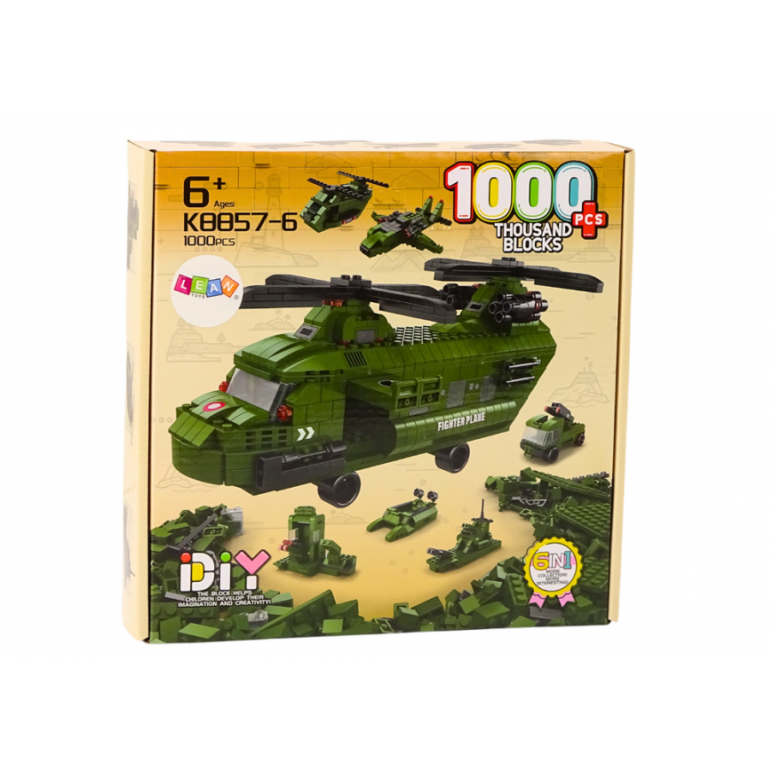 Lean Toys Military Helicopter Block Set Military Žalias 1000 pcs – 3