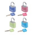 MASTER LOCK 20mm wide covered solid body padlock, assorted colours 4-pack