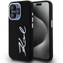 Karl Lagerfeld case for iPhone 15 Pro 6.1" KLHCP15LSCMSMVK black HC silicone sign metal logo