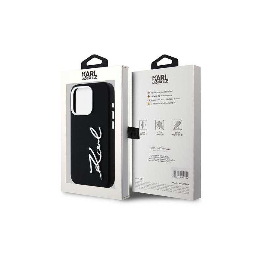Dėklas Karl Lagerfeld case for iPhone 15 Pro 6,1" KLHCP15LSCMSMVK juodas HC silicone sign metal logo – 2