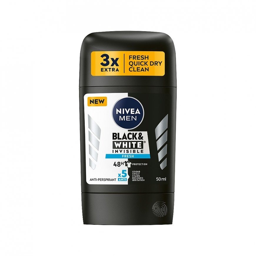 NIVEA Men's Stick Invisible Black and White Fresh 50ml 48H Prote