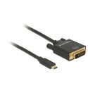 DeLOCK 2m, USB-C/DVI 24+1 USB ekrano adapteris 3840 x 2160 pikseliai Juoda