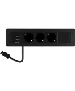 DELTACO recessed power panel, 3 sockets, 1x21W A+C USB charger, GST18, chaining