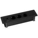 DELTACO recessed power panel, 3 sockets, 1x21W A+C USB charger, GST18, chaining DELTACO recessed power panel, 3 sockets, 1x21W A+C USB charger, GST18, chaining
