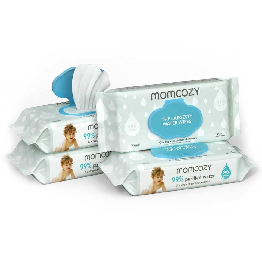 MOMCOZY WET WIPES XL SIZE, 4 PACKS OF 60 PCS.