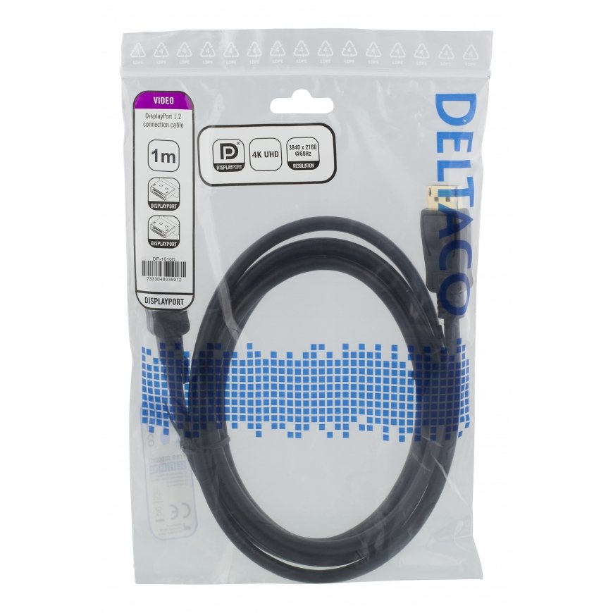 Deltaco DP-1010D „DisplayPort“ kabelis 1 m Juoda – 2