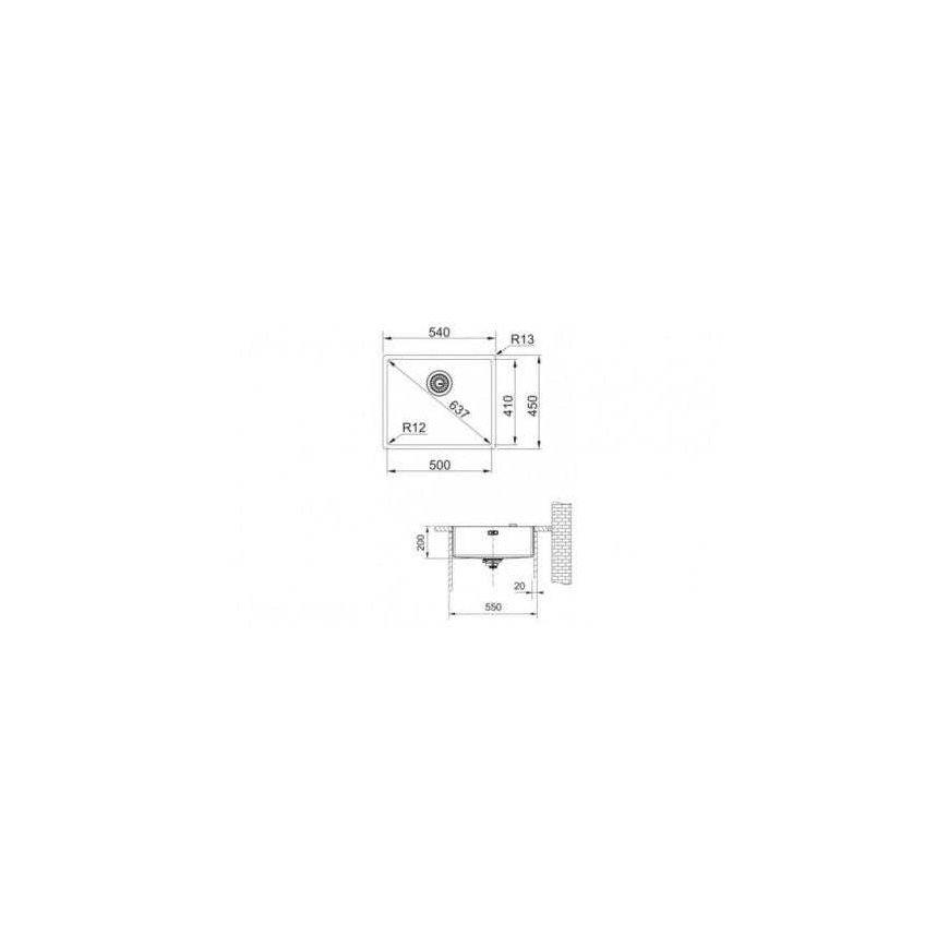 Plautuvė FRANKE BXX 210/110-50 su ventiliu, 127.0374.206 – 2
