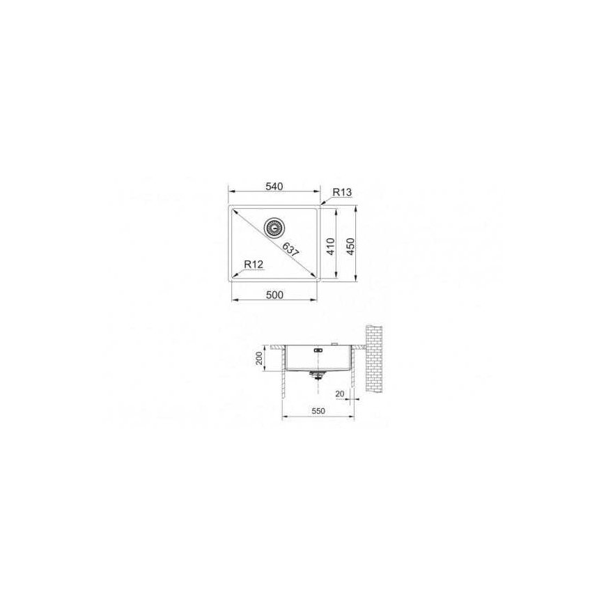 Plautuvė FRANKE BXX 210/110-50 su ventiliu, 127.0374.206 – 5