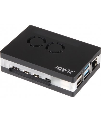 Raspberry Pi muovikotelo tuulettimilla Raspberry Pi 4 B -tietokoneelle, musta