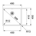Stainless steel sink Franke Box, BXX 210/110-45, manual valve