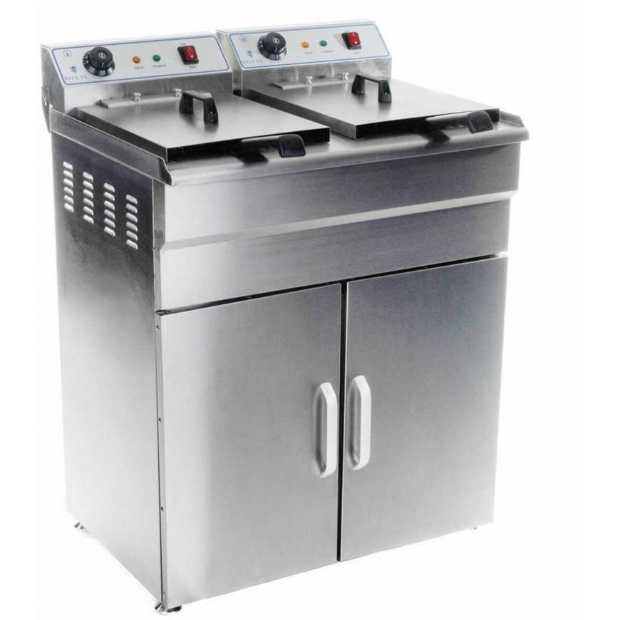 Royal Catering two-chamber fryer with cabinet 400V - 2x10L – 3