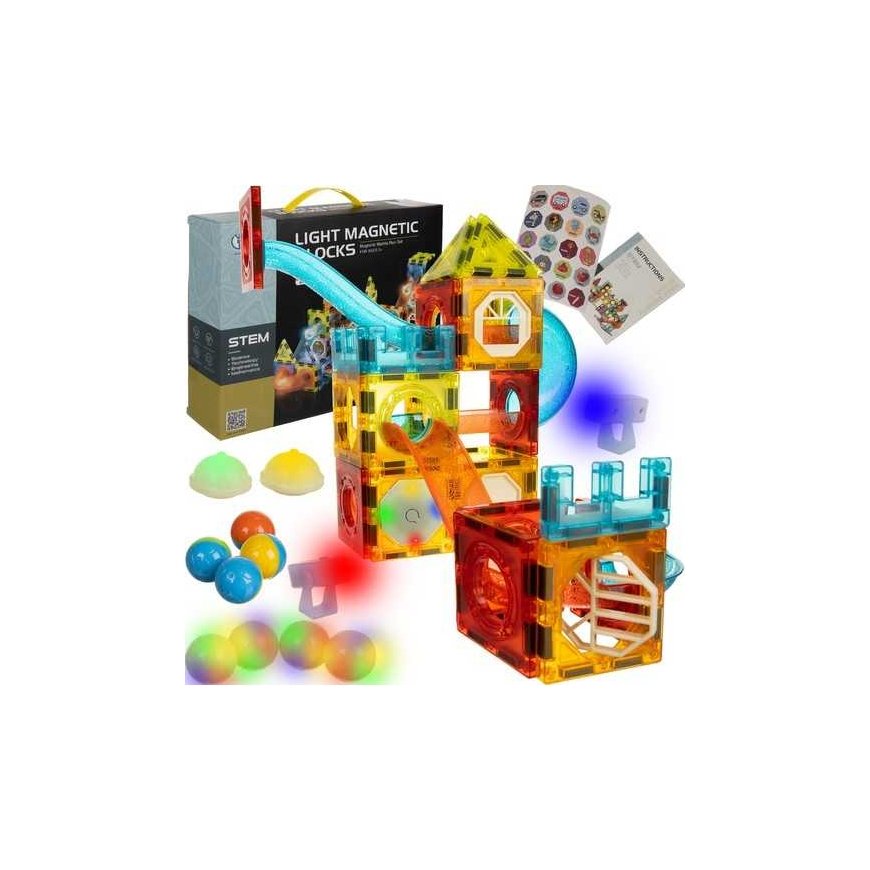 Magnetiniai blokeliai - takelis 75 vnt. kruzzel 22684