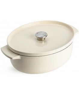 KitchenAid garnek żeliwny owalny 5,6L Almond Kreminis