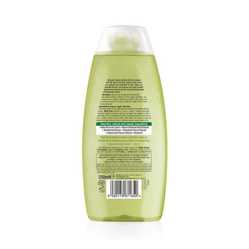 Dr Organic Aloe Vera 250 ml Dušigeel Mõlemale soole sobiv Keha ja juuksed – 4