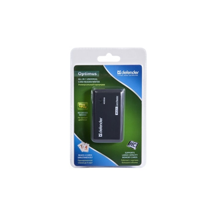 Defender Картридер OPTIMUS USB 2.0, универс. черный kaardilugeja Sisemine Must – 5