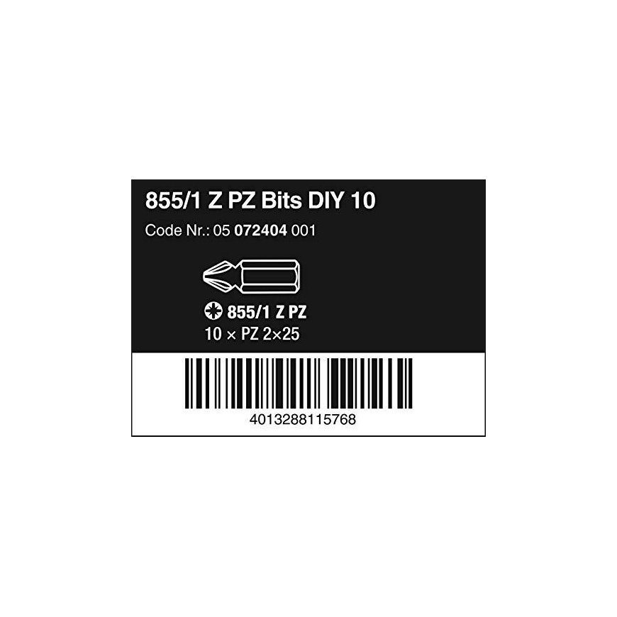 Sukimo antgaliai WERA Standart, PZ2 x 25 mm, 10 vnt. – 2