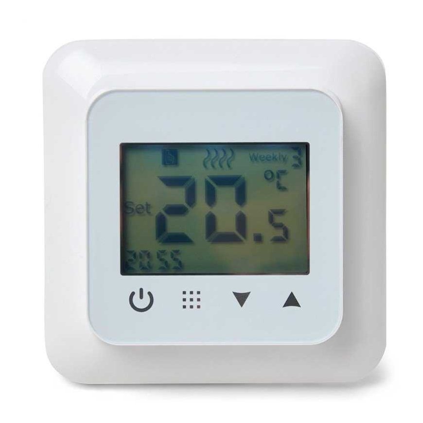 Termostatas HEATCOM, HC60, su ekranu, kabinamas, baltas