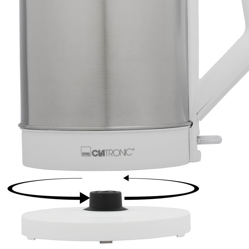 Clatronic WKS 3692 elektrinis virdulys 1,5 L 2200 W Nerūdijančiojo plieno, Balta – 2