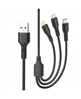 XO cable NB230 3w1 USB - Lightning + USB-C + microUSB 1,0m 2,4A