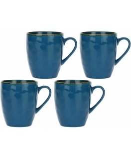 Rose&Tulipani Set of 4 cups with holder Concerto Blu Avio - Granatowy, 430 ml