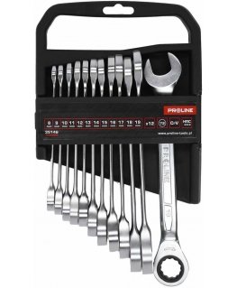 Klucze płaskie su grzechotką,komplektas 12szt(8-19mm),crv,proline