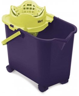 Rectangular bucket on wheels with automatic clamp Mery - 20 ltr, purple