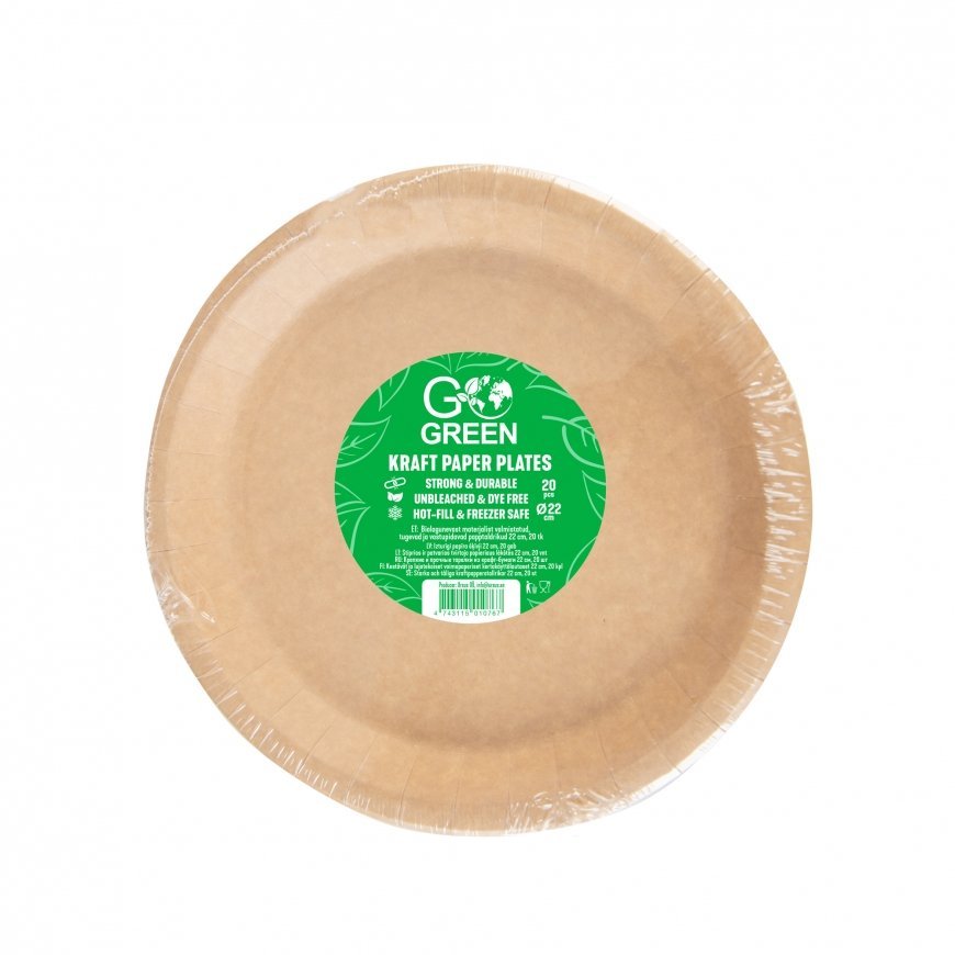 Kraft paper plates Go Green Ø22cm 20 pcs|0,20kg