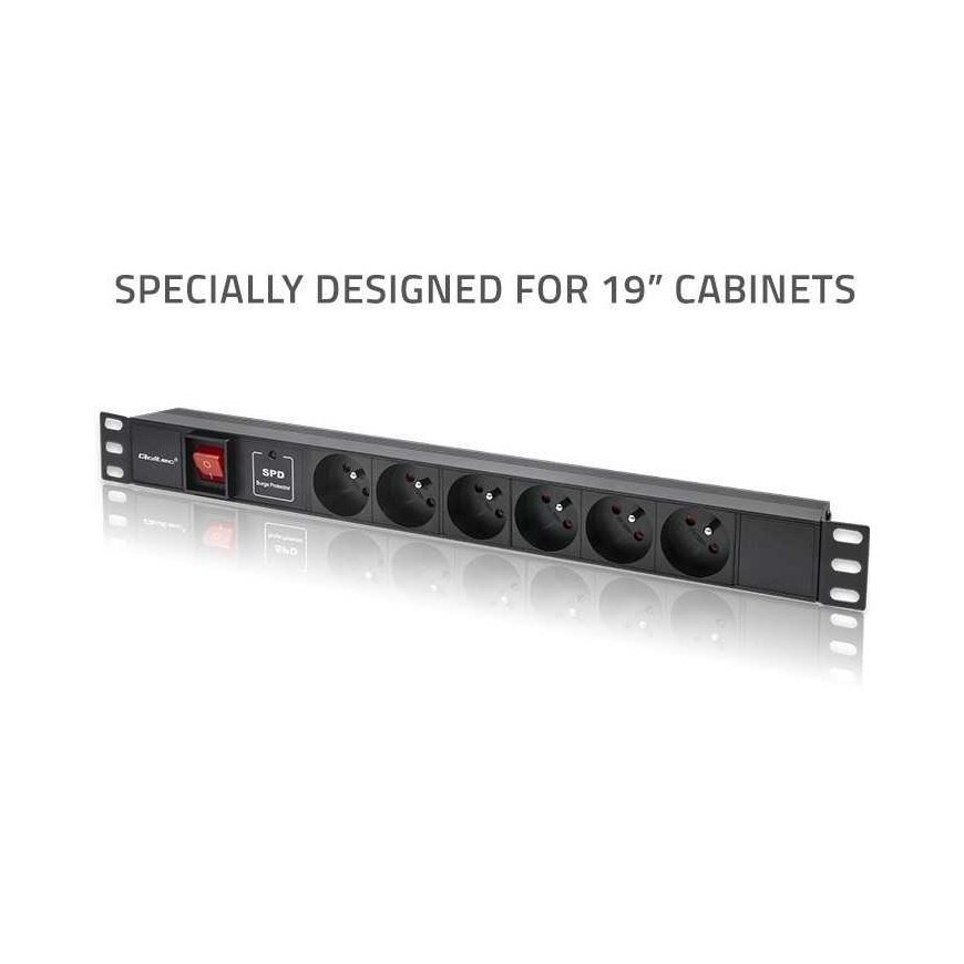 Qoltec Listwa zasilająca pdu do rack 19" | 1u | 16a | 6xfrench | 1.8m – 2