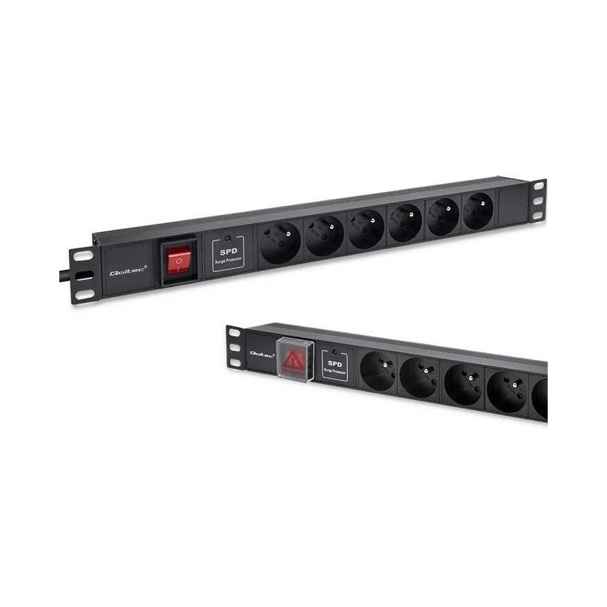 Qoltec Listwa zasilająca pdu do rack 19" | 1u | 16a | 6xfrench | 1.8m – 4