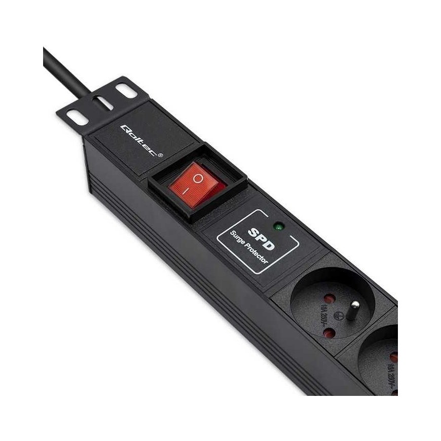Qoltec Listwa zasilająca pdu do rack 19" | 1u | 16a | 6xfrench | 1.8m – 5