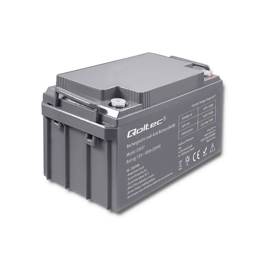 Qoltec 53037 AGM akumulators | 12V