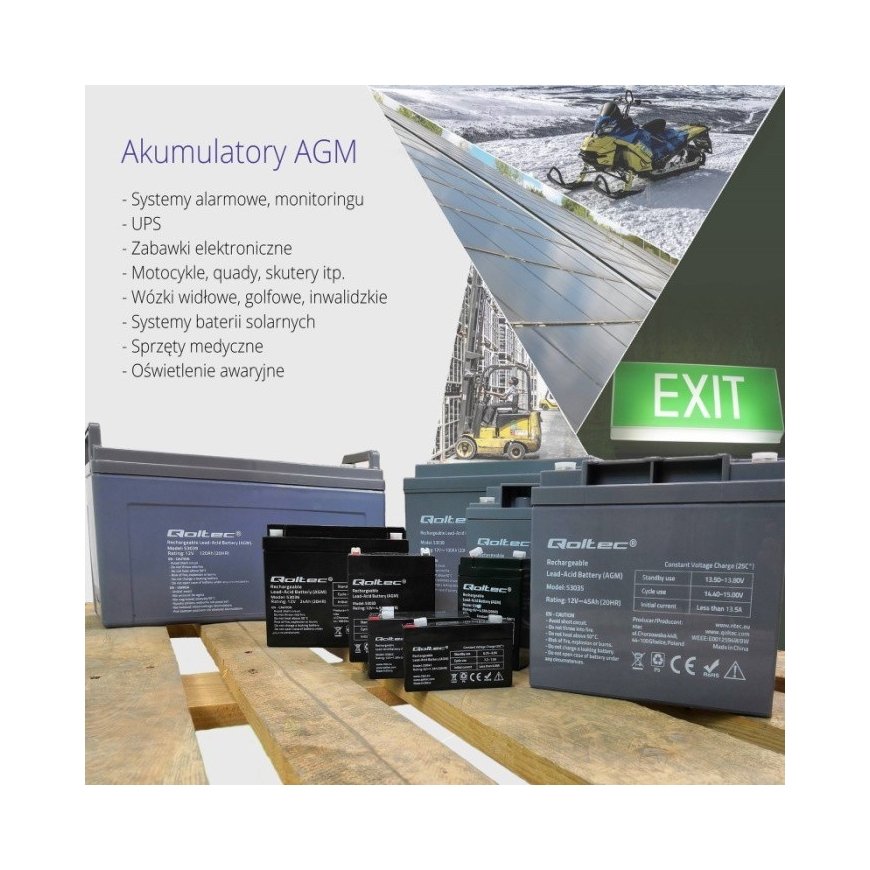 Qoltec 53037 AGM akumulators | 12V | 65Ah | max 780A – 4