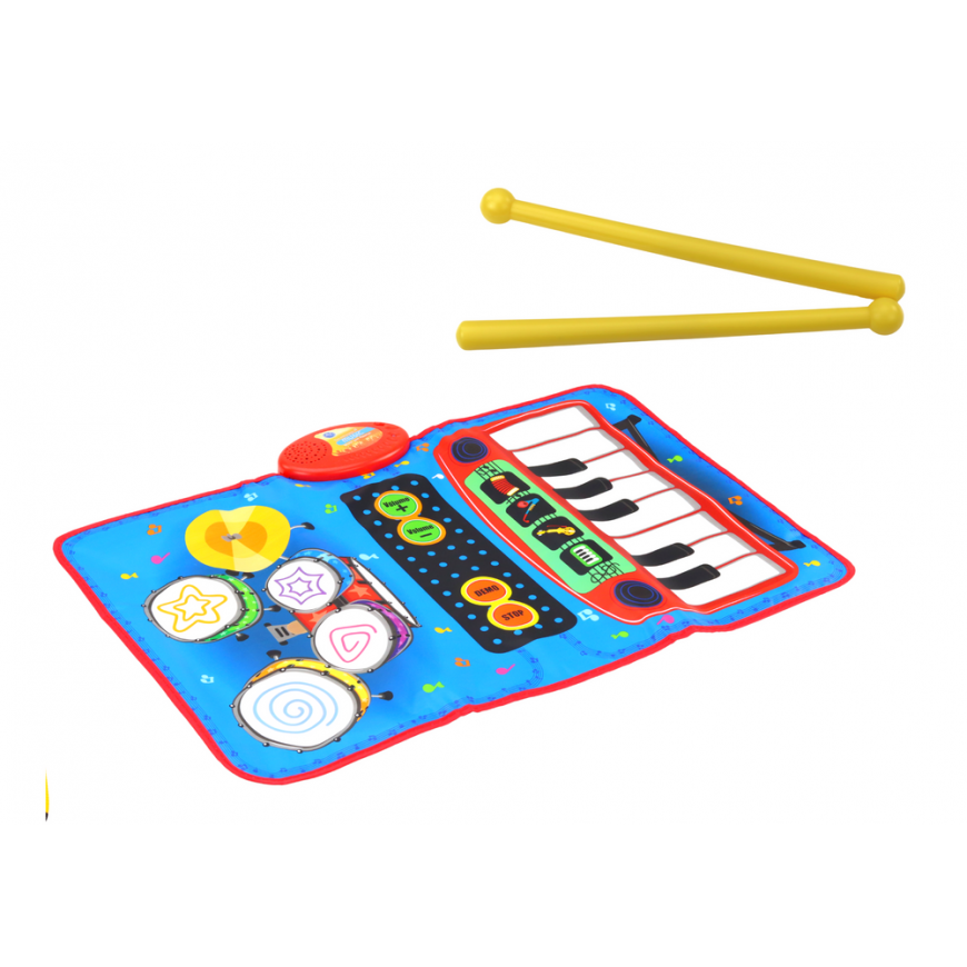 Lean Toys Muzikos kilimėlis 2in1 Interaktyvūs būgnai Piano Sticks – 2