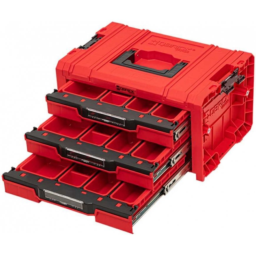 Q-Brick QBRICK PRO įrankių dėžė su 3 stalčiais 2.0 EXPERT Raudonas – 3