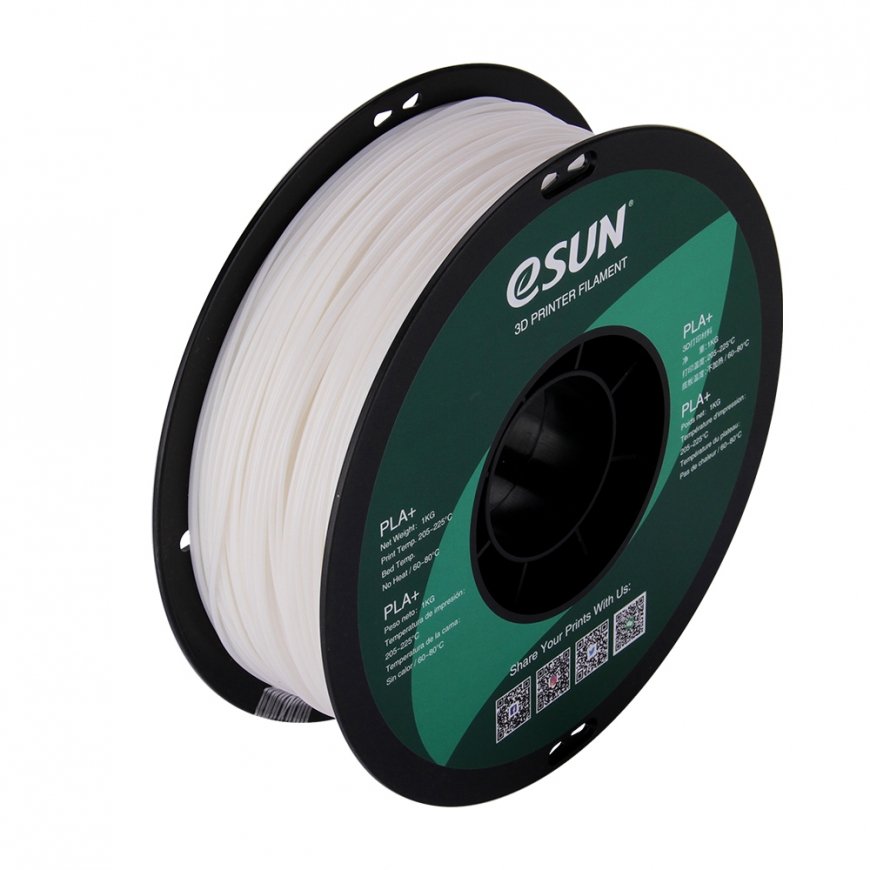 eSUN PLA+175W1 eksploatacinė medžiaga 3D spausdintuvams Polipieno rūgštis plius (PLA+) Balta 1 kg