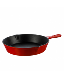 Grand Feu enameled cast iron pan, 25 cm, red