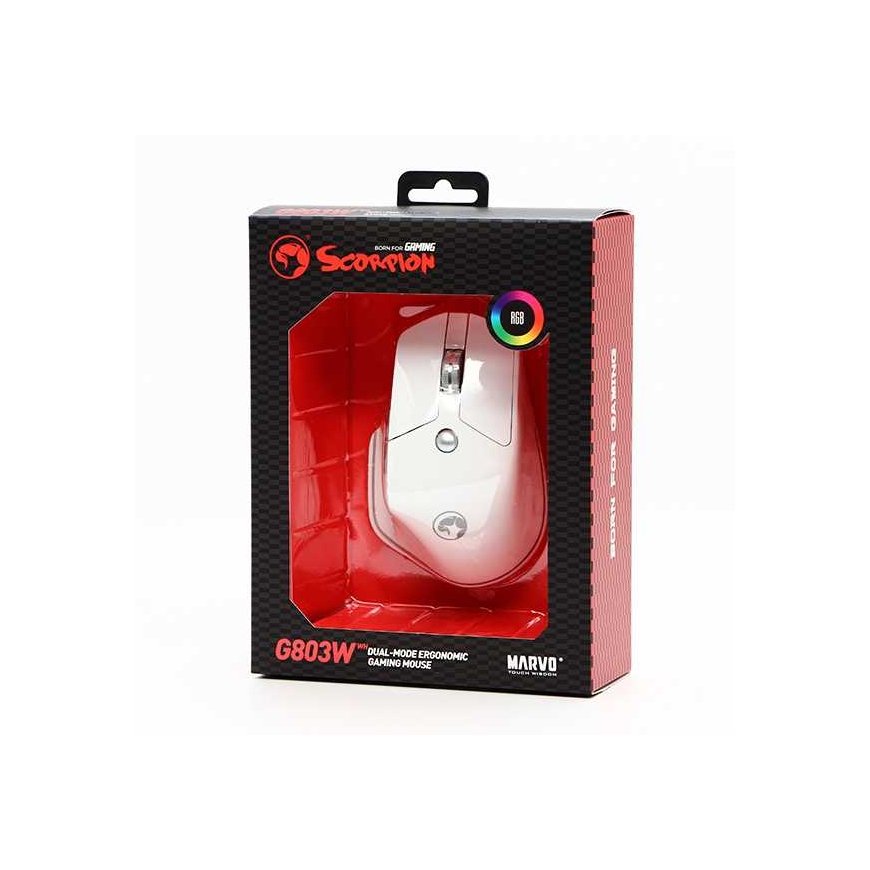 Wireless mouse, Marvo G803, white, optical, 4000DPI – 4