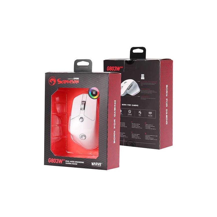 Wireless mouse, Marvo G803, white, optical, 4000DPI – 5