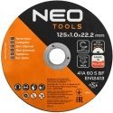 Neo Tarcze tnące do metalu 41A 60 S BF -125x1,0x22,23 STAL/INOX, 100 pcs in a bucket Wyprodukowano w Polsce