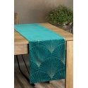Eurofirany BLINK / 14 Velvet table runner with a large art deco fan pattern, 35X220 cm, color: dark turquoise Eurofirany BLINK / 14 Velvet table runner with a large art deco fan pattern, 35X220 cm, color: dark turquoise