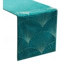 Eurofirany BLINK / 14 Velvet table runner with a large art deco fan pattern, 35X220 cm, color: dark turquoise Eurofirany BLINK / 14 Velvet table runner with a large art deco fan pattern, 35X220 cm, color: dark turquoise