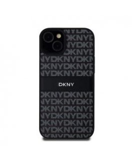 DKNY PU Leather Repeat Pattern Tonal Stripe Case for iPhone 15 P
