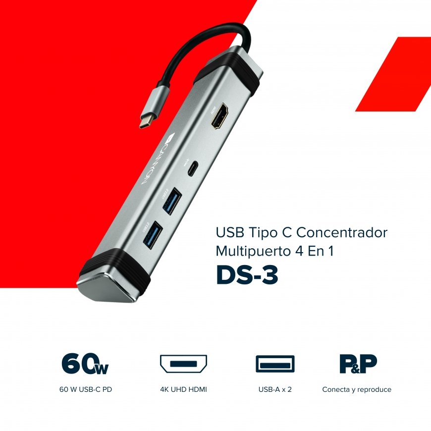 Canyon DS-3 USB 3.2 Gen 1 (3.1 Gen 1) Type-C Grey – 4