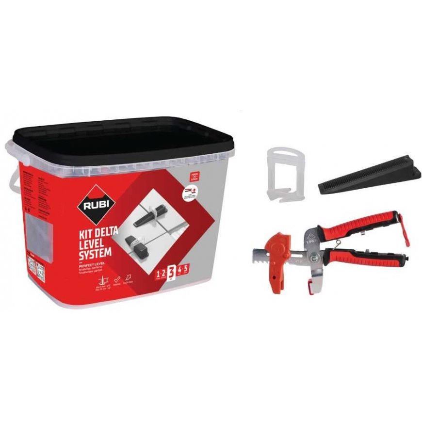 Plytelių nyveliavimo komplektas Rubi DELTA LEVEL SYSTEM 3-12 mm 2 mm 100 vnt.