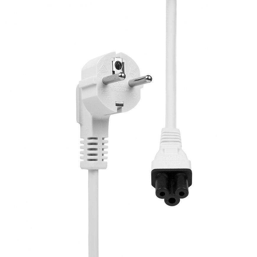 ProXtend Angled Type F (Schuko) to C5 Power Cable, White 2m – 2