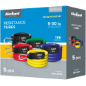 Atsparumo juostų rinkinys pratimams - Power Tube Set, 5-30 kg, 5 juostos, REBEL ACTIVE Atsparumo juostų rinkinys pratimams - Power Tube Set, 5-30 kg, 5 juostos, REBEL ACTIVE