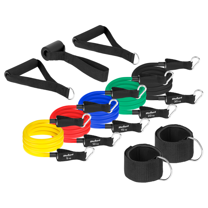 Set of resistance bands for exercises - Power Tube Set, 5-30 kg, 5 bands, REBEL ACTIVE – 3