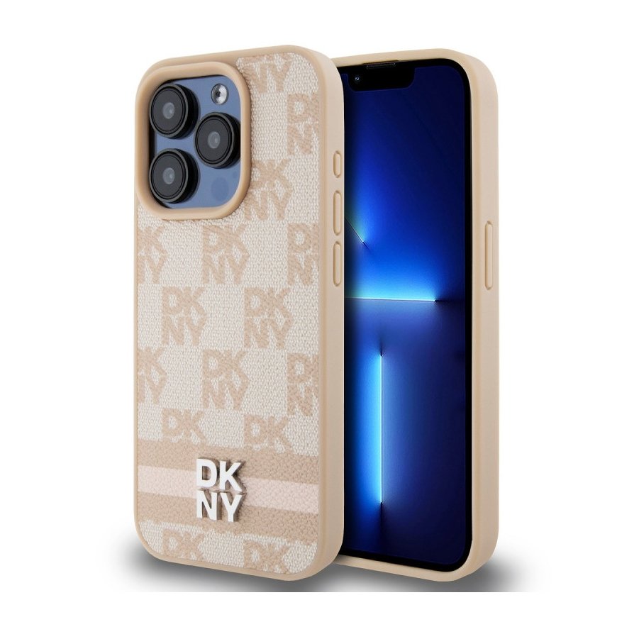 DKNY PU Leather Checkered Pattern and Stripe Case for iPhone 14