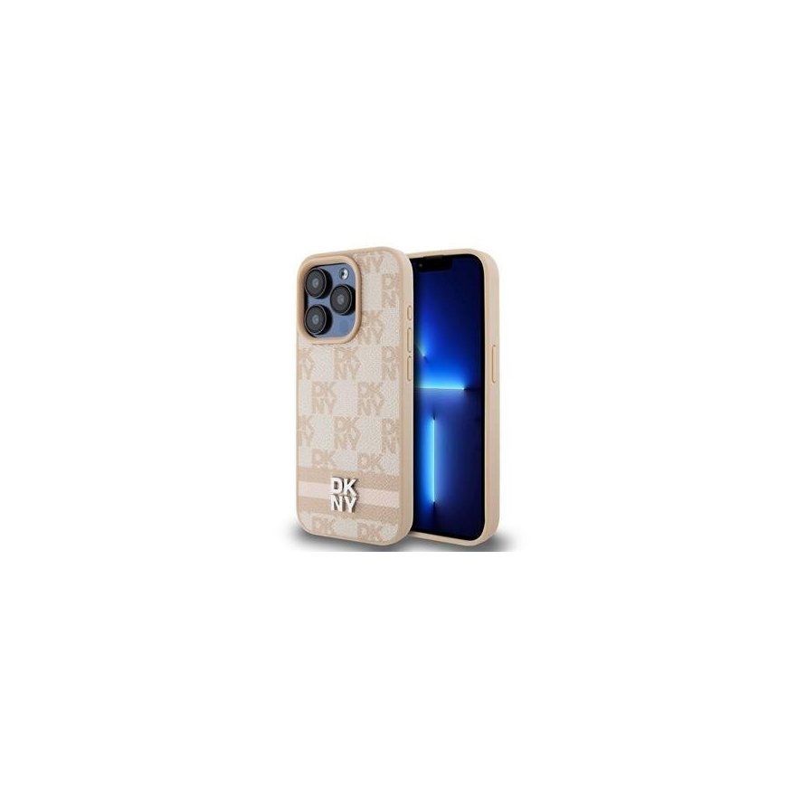 DKNY PU Leather Checkered Pattern and Stripe Case for iPhone 14 – 2